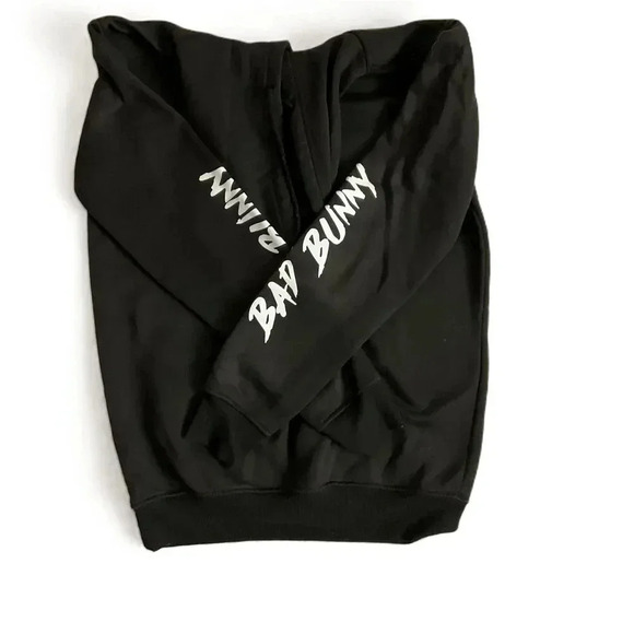 Bad Bunny Black White Pullover Hoodie Men Graphic Print Kangaroo Small - Picture 7 of 7